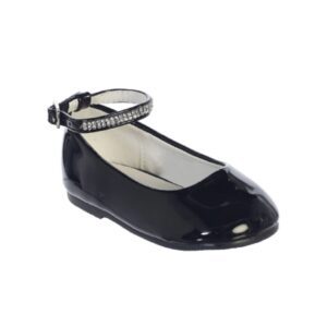 A pair of black shoes with ankle straps.