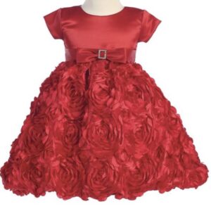 A red dress with flowers on it