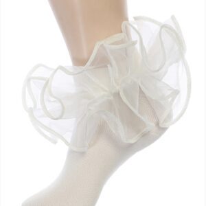 A close up of someone wearing white socks